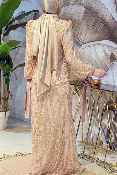 6108 فستان سهرة مطبوع بالحجر الأبيض كود 6108