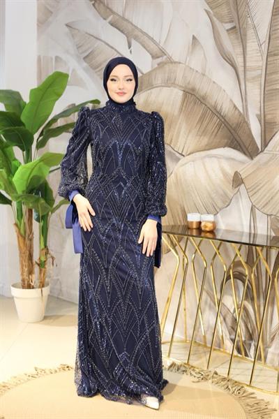 6108 CODE WHITE STONE PRINTED EVENING DRESS