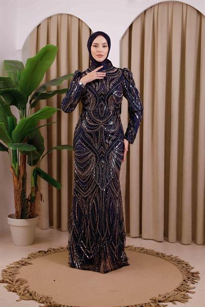 6111 CODE EVENING DRESS WITH STONES