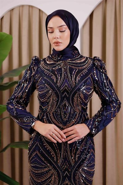 6111 CODE EVENING DRESS WITH STONES