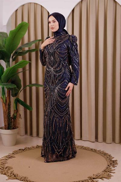 6111 CODE EVENING DRESS WITH STONES
