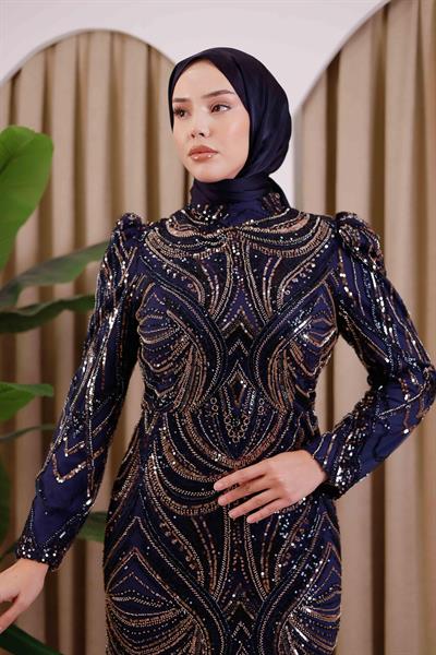 6111 CODE EVENING DRESS WITH STONES