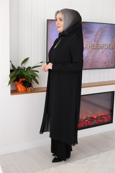 6117 بدلة شيفون مفصّلة برقبة حجرية كود 6117