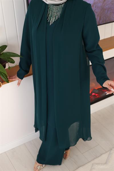 6117 بدلة شيفون مفصّلة برقبة حجرية كود 6117