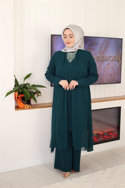 6117 بدلة شيفون مفصّلة برقبة حجرية كود 6117