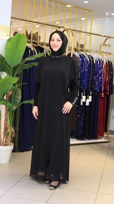 6175 KOD ŞİFON DETAYLI ELBİSE