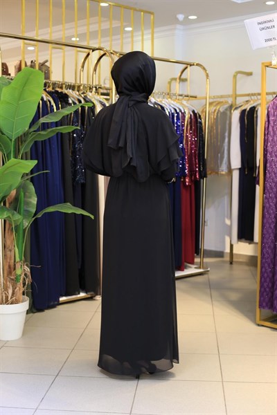 6175 KOD ŞİFON DETAYLI ELBİSE