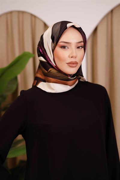 6812701/312 KOD RENKLİ AKER SAF İPEK EŞARP VİZON