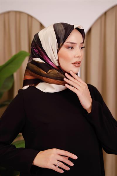 6812701/312 KOD RENKLİ AKER SAF İPEK EŞARP VİZON