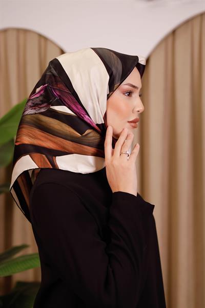 6812701/312 KOD RENKLİ AKER SAF İPEK EŞARP VİZON