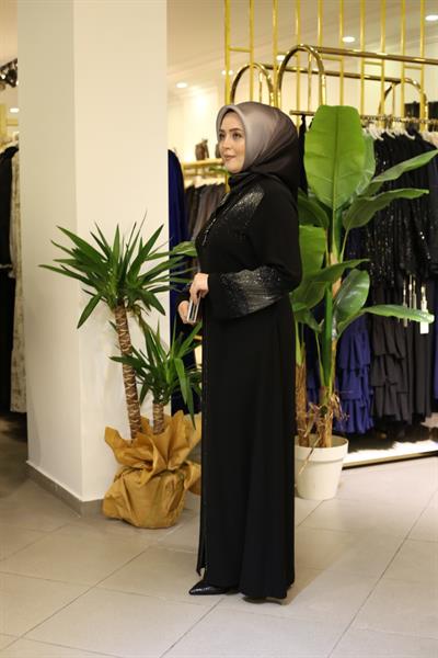 7083 CODE SHOULDER STONE DETAILED ABAYA