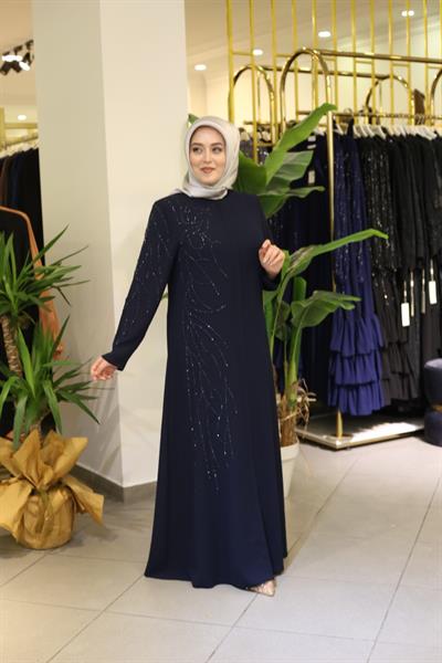 7086 CODE RIGHT SIDE STONE EMBROIDERED ABAYA