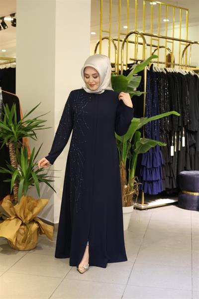 7086 CODE RIGHT SIDE STONE EMBROIDERED ABAYA