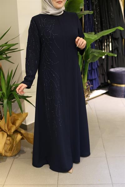 7086 CODE RIGHT SIDE STONE EMBROIDERED ABAYA