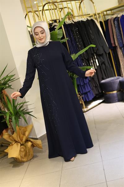 7086 CODE RIGHT SIDE STONE EMBROIDERED ABAYA