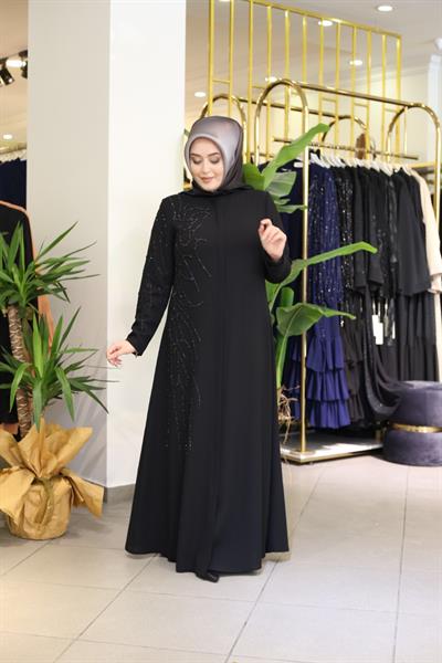 7086 CODE RIGHT SIDE STONE EMBROIDERED ABAYA