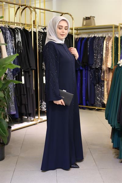 7087 CODE SLEEVES STONE EMBROIDERED ABAYA