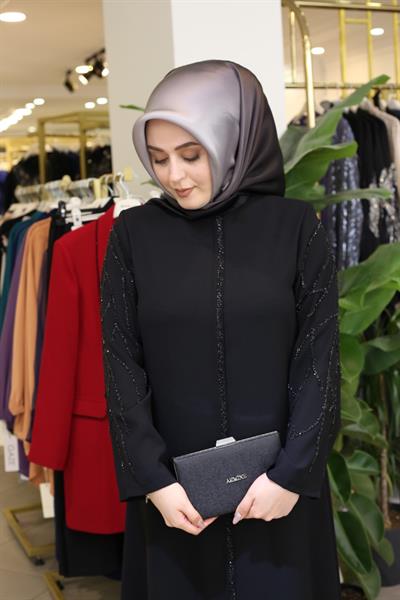 7087 CODE SLEEVES STONE EMBROIDERED ABAYA