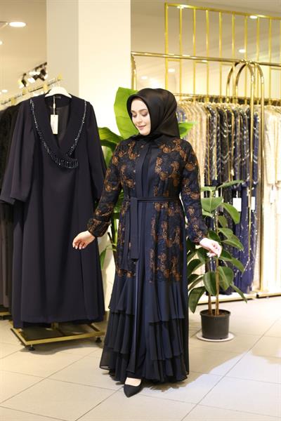 7093 CODE ORANGE ROSE ABAYA SET