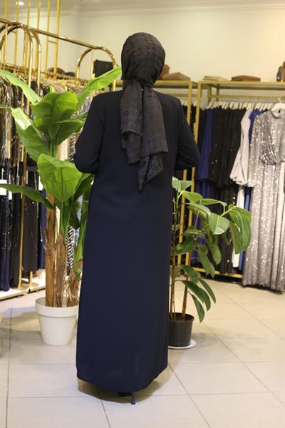 7097 CODE STRIPED STONE DETAILED ABAYA