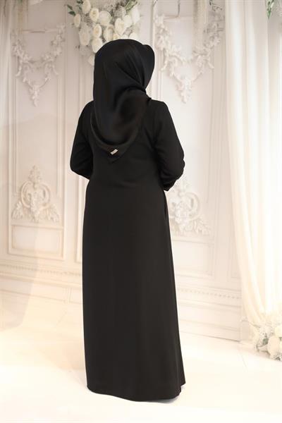 7105 CODE NECK SATIN DETAILED ABAYA