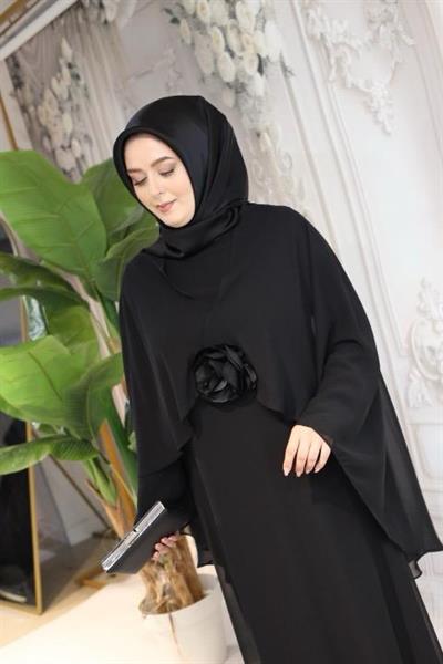 7107 KOD ŞİFON GÜLLÜ ELBİSE