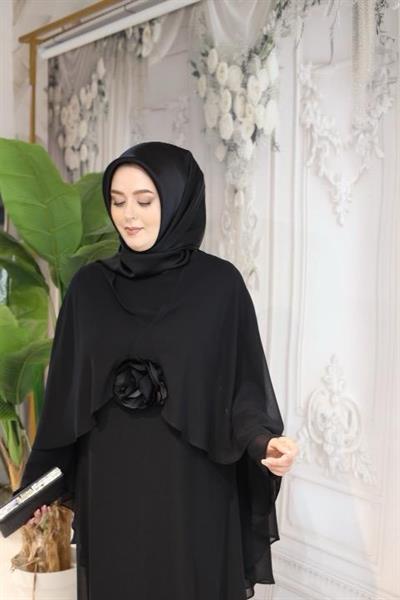 7107 KOD ŞİFON GÜLLÜ ELBİSE