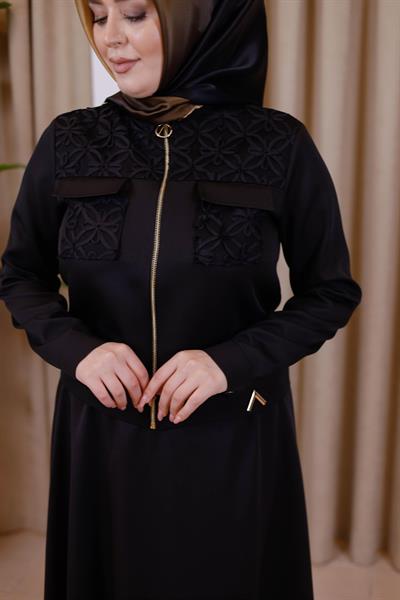 7114 KOD GÜPÜR DETAYLI CEKET SİYAH