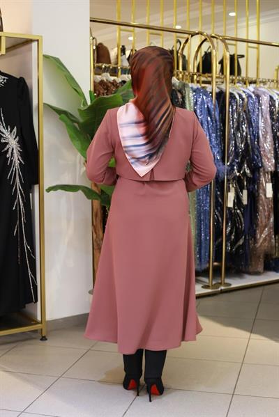 7117 KOD KEMERLİ GÖMLEK DETAYLI TUNİK KİREMİT