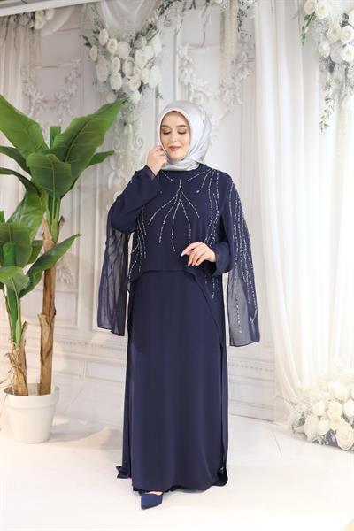 7201 فستان كاب شيفون كود شيفون مرصع بالأحجار