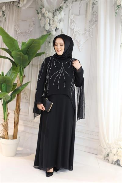 7201 فستان كاب شيفون كود شيفون مرصع بالأحجار