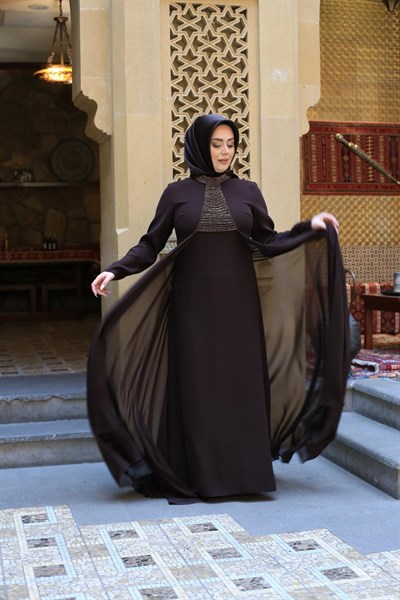 7217 KOD ŞİFON ETEKLİ ELBİSE