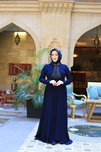 7217 KOD ŞİFON ETEKLİ ELBİSE