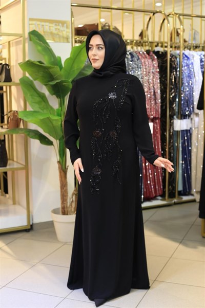 7224 KOD TAŞ DETAYLI ELBİSE