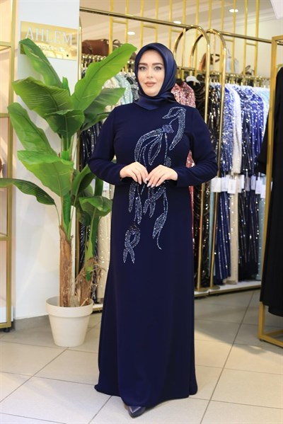 7224 KOD TAŞ DETAYLI ELBİSE