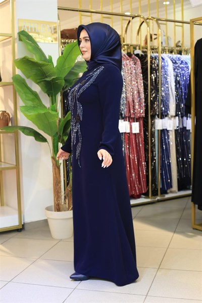 7224 KOD TAŞ DETAYLI ELBİSE