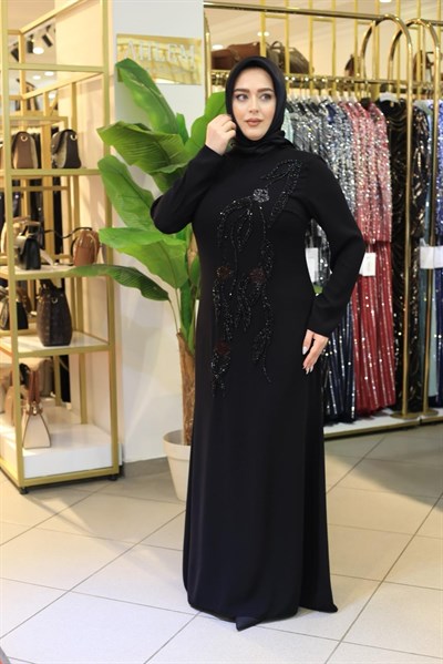 7224 KOD TAŞ DETAYLI ELBİSE