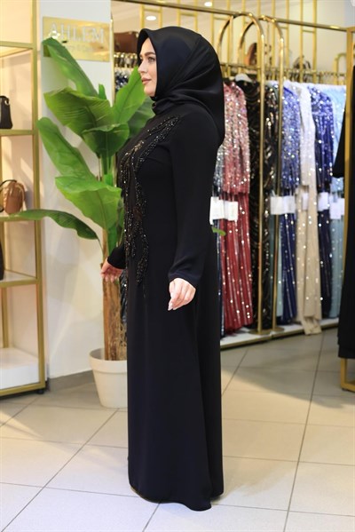 7224 KOD TAŞ DETAYLI ELBİSE