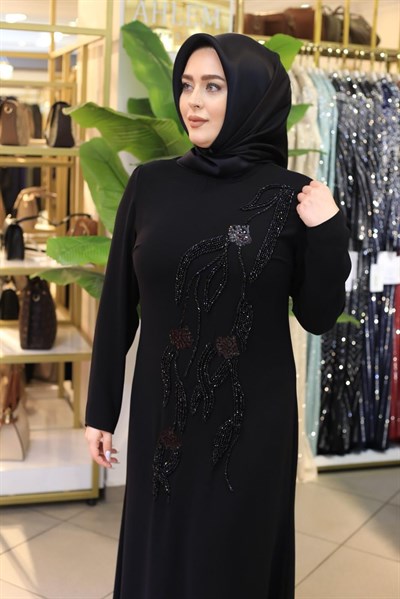 7224 KOD TAŞ DETAYLI ELBİSE