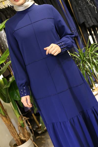 7310 فستان بأكمام متموجة ذات تنورة كود 7310