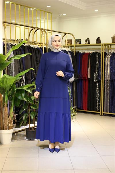 7310 فستان بأكمام متموجة ذات تنورة كود 7310