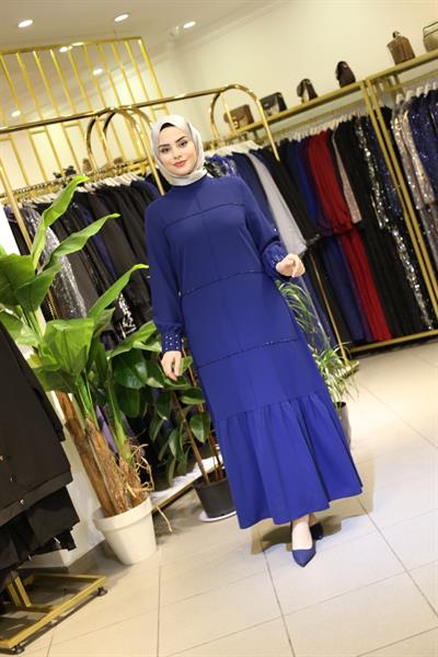 7310 فستان بأكمام متموجة ذات تنورة كود 7310