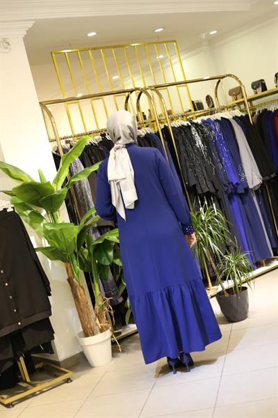 7310 فستان بأكمام متموجة ذات تنورة كود 7310