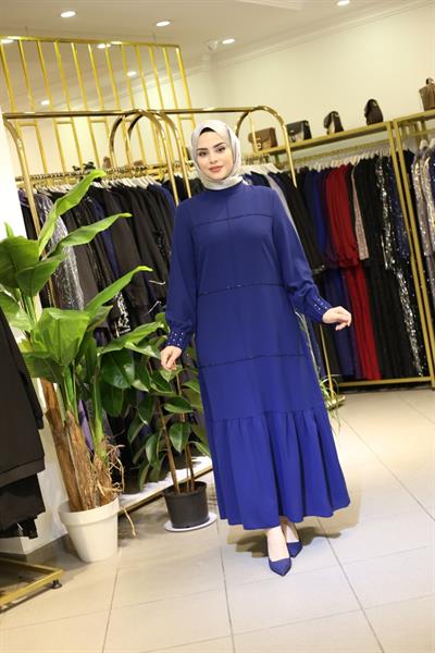 7310 فستان بأكمام متموجة ذات تنورة كود 7310