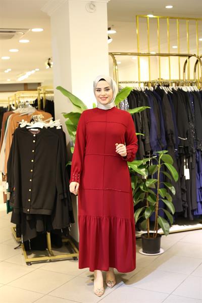 7310 فستان بأكمام متموجة ذات تنورة كود 7310