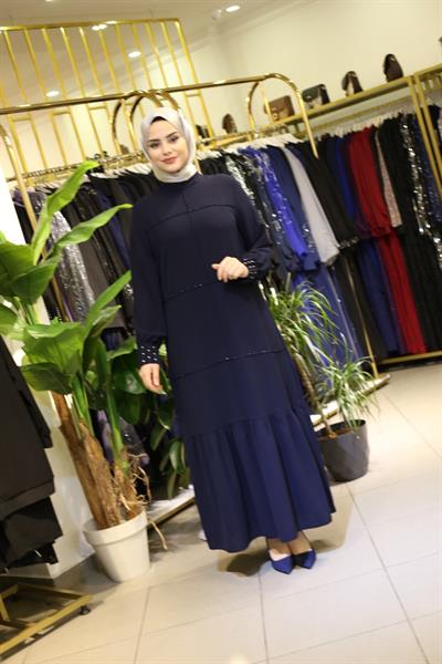 7310 فستان بأكمام متموجة ذات تنورة كود 7310