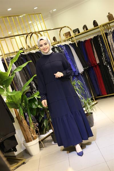 7310 فستان بأكمام متموجة ذات تنورة كود 7310