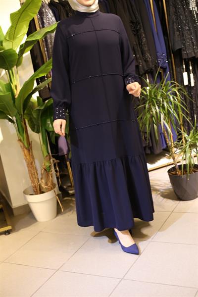 7310 فستان بأكمام متموجة ذات تنورة كود 7310