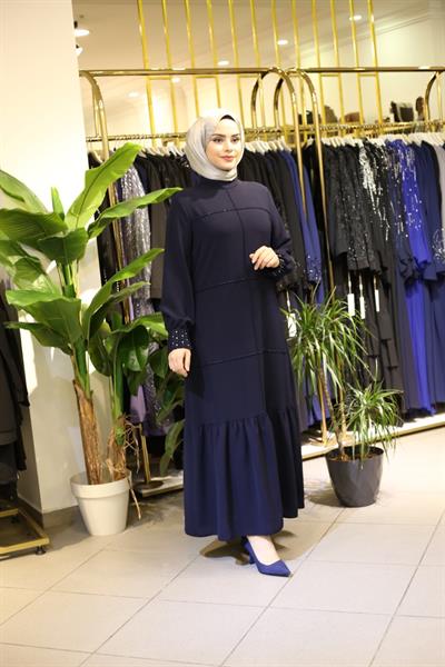 7310 فستان بأكمام متموجة ذات تنورة كود 7310