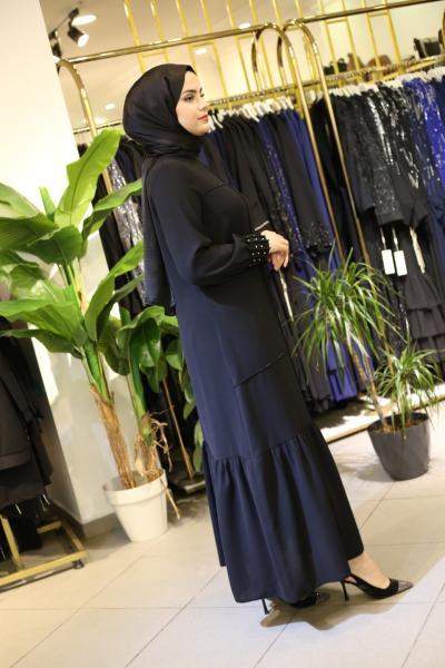 7310 فستان بأكمام متموجة ذات تنورة كود 7310